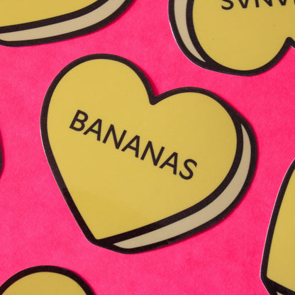 Bananas Conversation Heart Vinyl Sticker