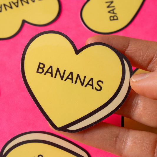 Bananas Conversation Heart Vinyl Sticker