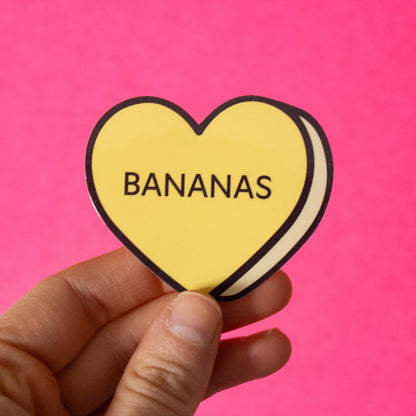 Bananas Conversation Heart Vinyl Sticker