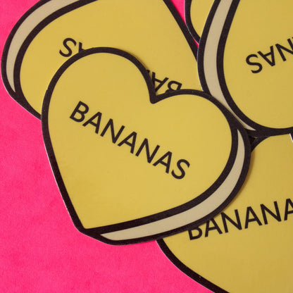 Bananas Conversation Heart Vinyl Sticker