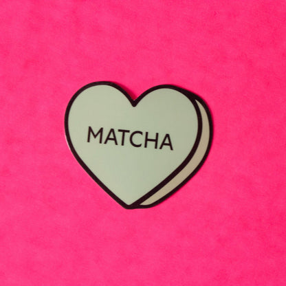 Matcha Conversation Heart Vinyl Sticker