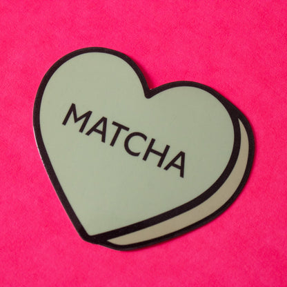 Matcha Conversation Heart Vinyl Sticker