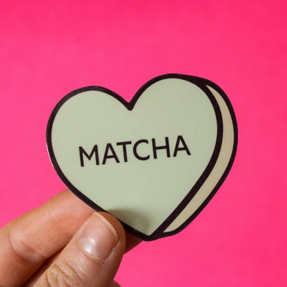 Matcha Conversation Heart Vinyl Sticker