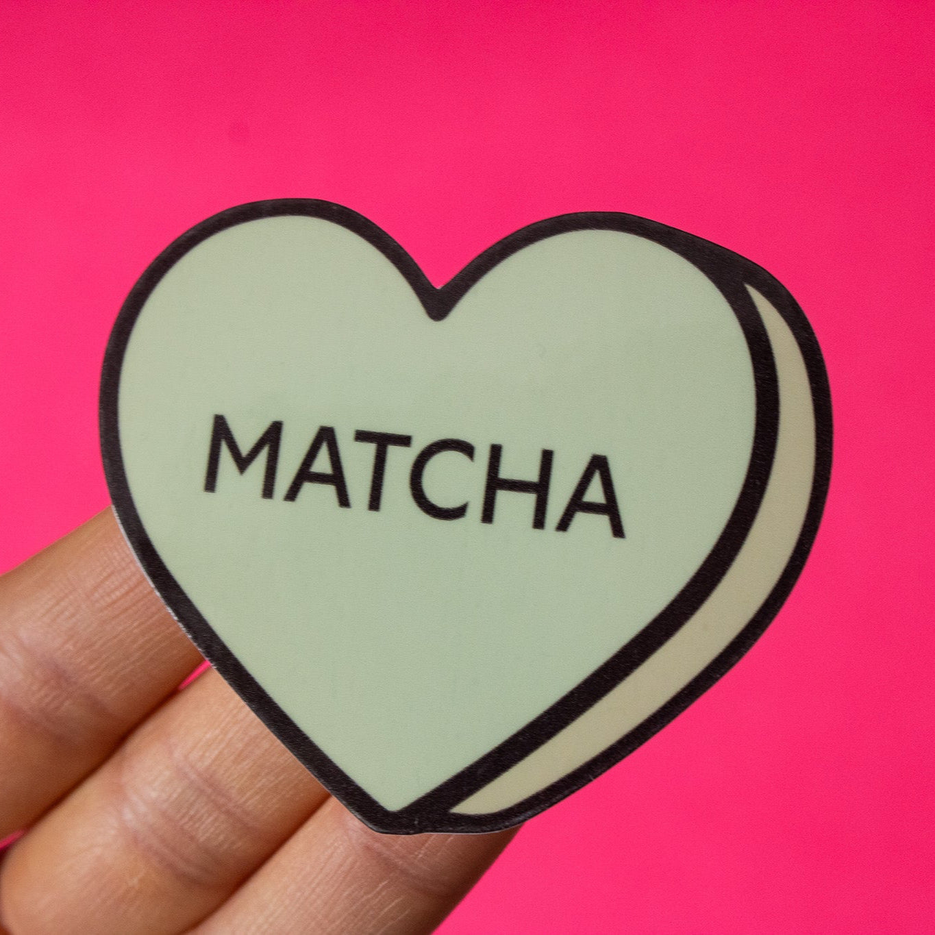 Matcha Conversation Heart Vinyl Sticker