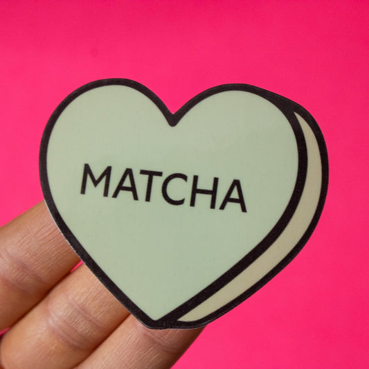 Matcha Conversation Heart Vinyl Sticker