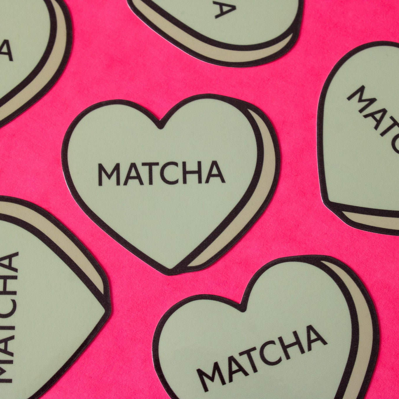 Matcha Conversation Heart Vinyl Sticker