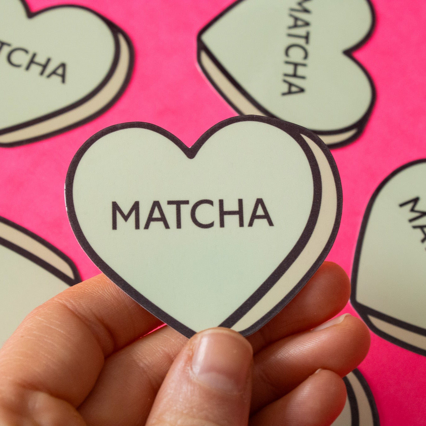 Matcha Conversation Heart Vinyl Sticker