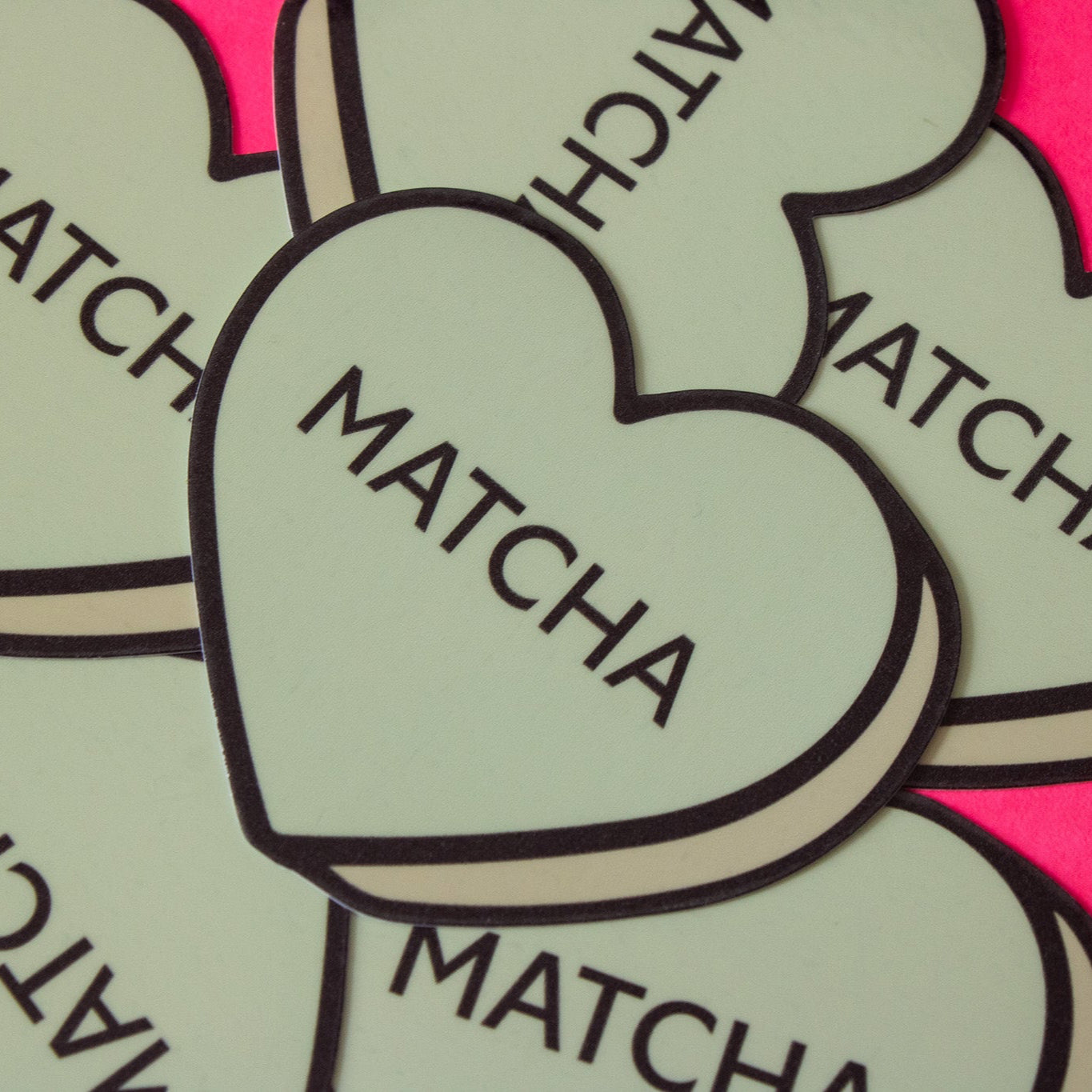 Matcha Conversation Heart Vinyl Sticker