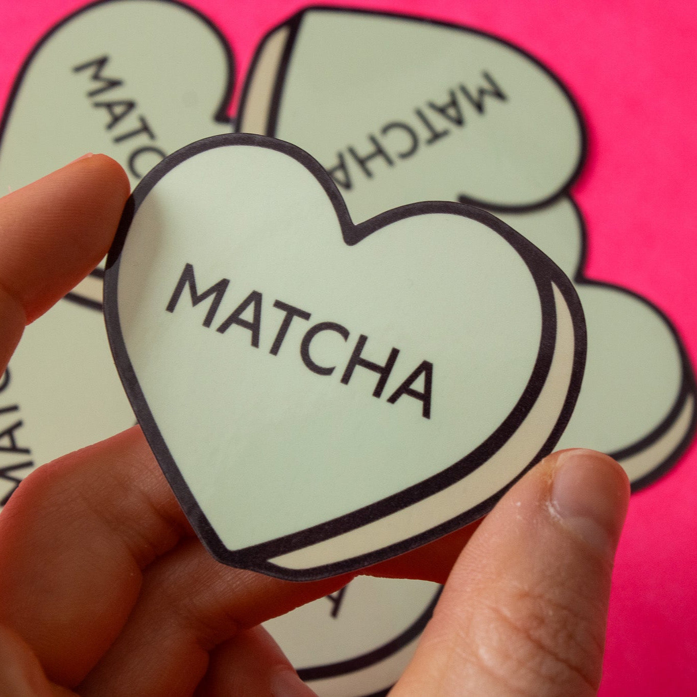 Matcha Conversation Heart Vinyl Sticker