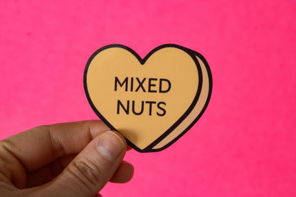 Mixed Nuts Conversation Heart Vinyl Sticker