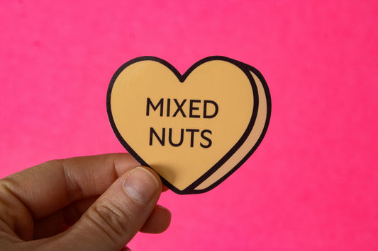 Mixed Nuts Conversation Heart Vinyl Sticker