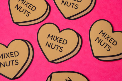 Mixed Nuts Conversation Heart Vinyl Sticker