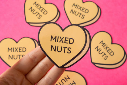 Mixed Nuts Conversation Heart Vinyl Sticker