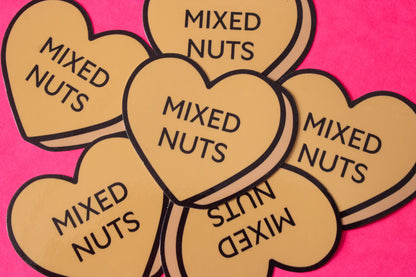 Mixed Nuts Conversation Heart Vinyl Sticker