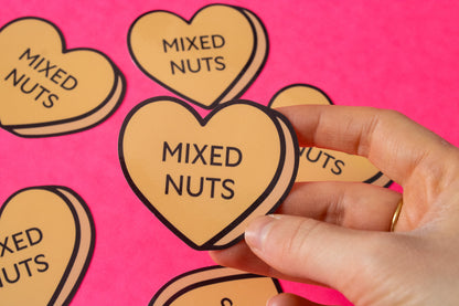 Mixed Nuts Conversation Heart Vinyl Sticker