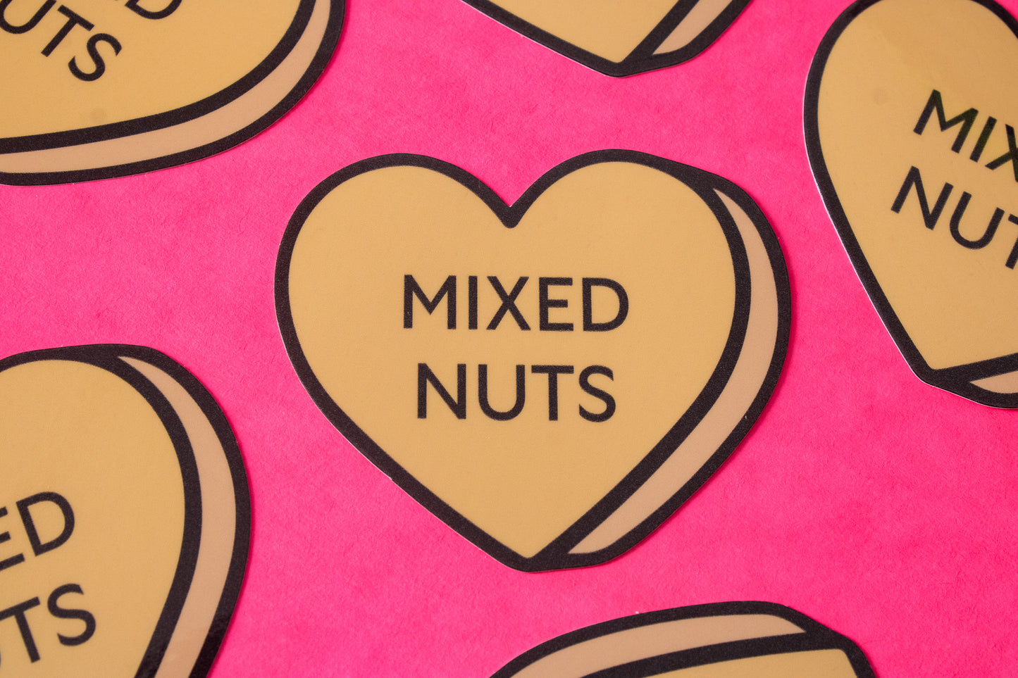 Mixed Nuts Conversation Heart Vinyl Sticker