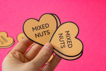 Mixed Nuts Conversation Heart Vinyl Sticker