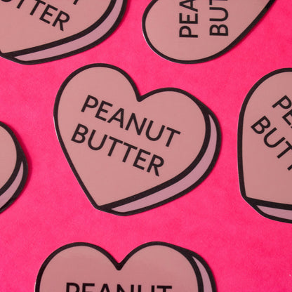 Peanut Butter Conversation Heart Vinyl Sticker