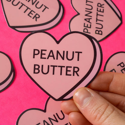 Peanut Butter Conversation Heart Vinyl Sticker