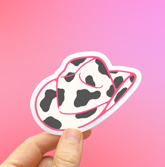 Cow Print Cowgirl Hat Vinyl Sticker