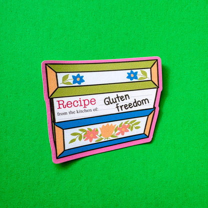 Gluten Freedom Recipe Box Vinyl Sticker