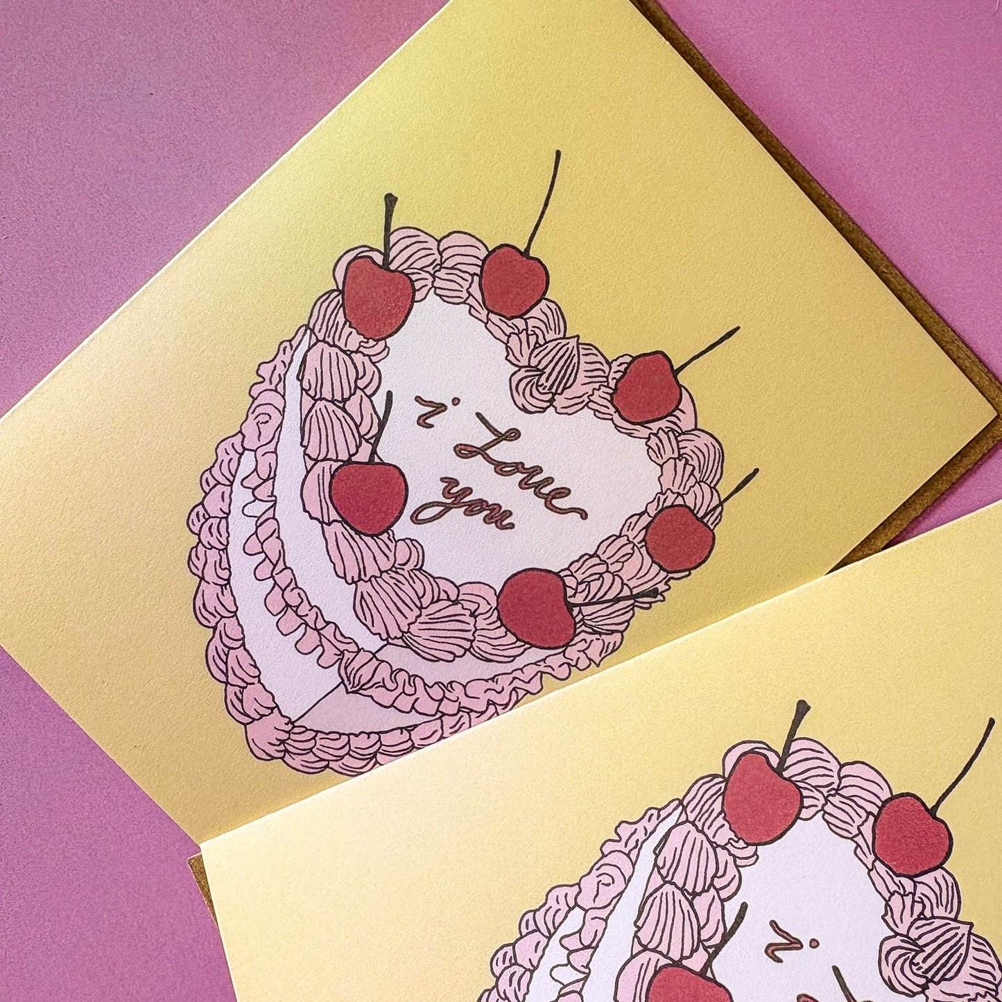 Vintage Heart Cake Valentine Card