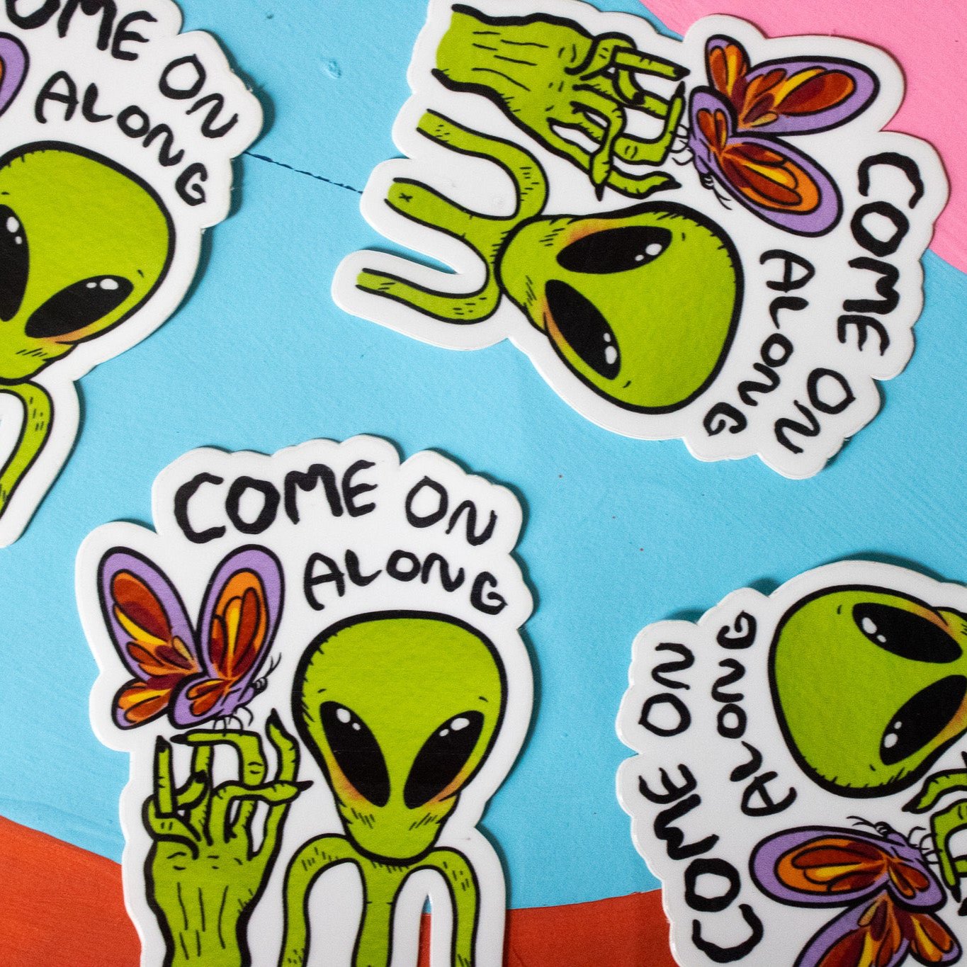 Come on Along Alien Vinyl Sticker