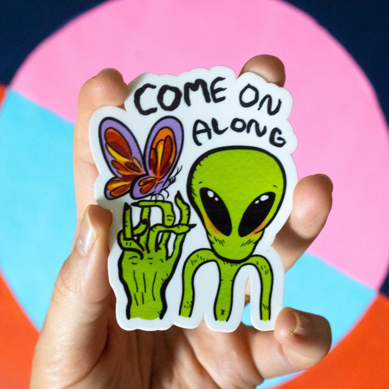 Come on Along Alien Vinyl Sticker