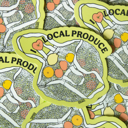 I Heart Local Produce Vinyl Sticker