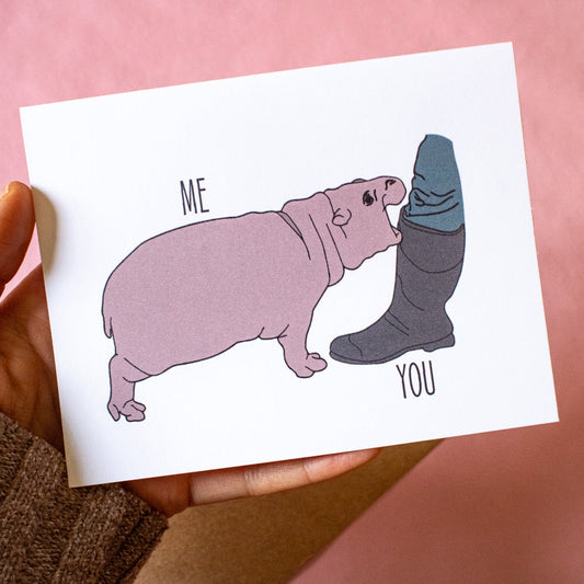 Moo Deng Hippo Greeting Card