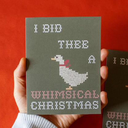 Whimsical Christmas Silly Goose Greeting Card | Cute, funny holiday humor gift