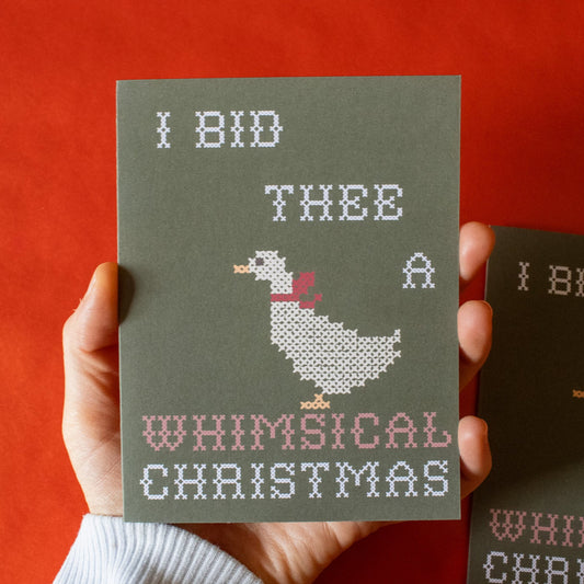Whimsical Christmas Silly Goose Greeting Card | Cute, funny holiday humor gift