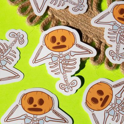 Pumpkin Head Skeleton Vinyl Sticker