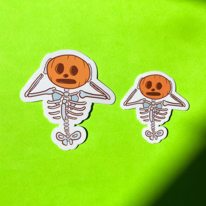 Pumpkin Head Skeleton Vinyl Sticker