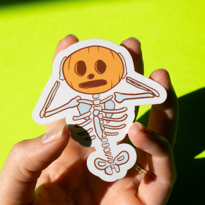 Pumpkin Head Skeleton Vinyl Sticker