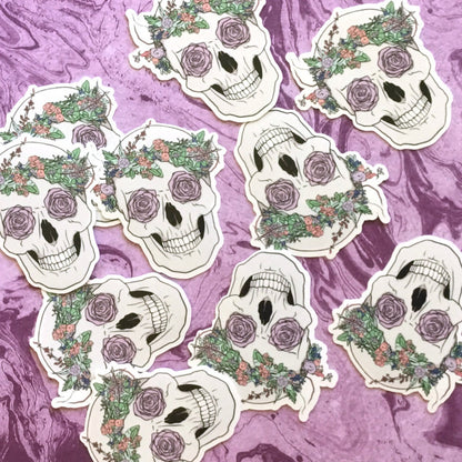 Flower Skull Vinyl Sticker