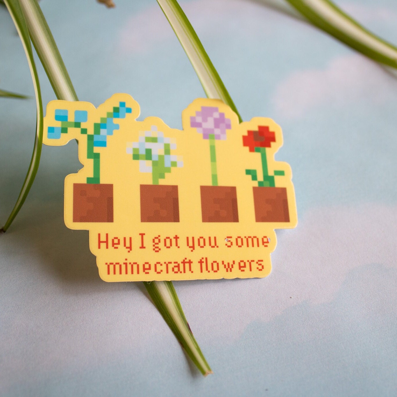 Mine Craft Flowers Sticker