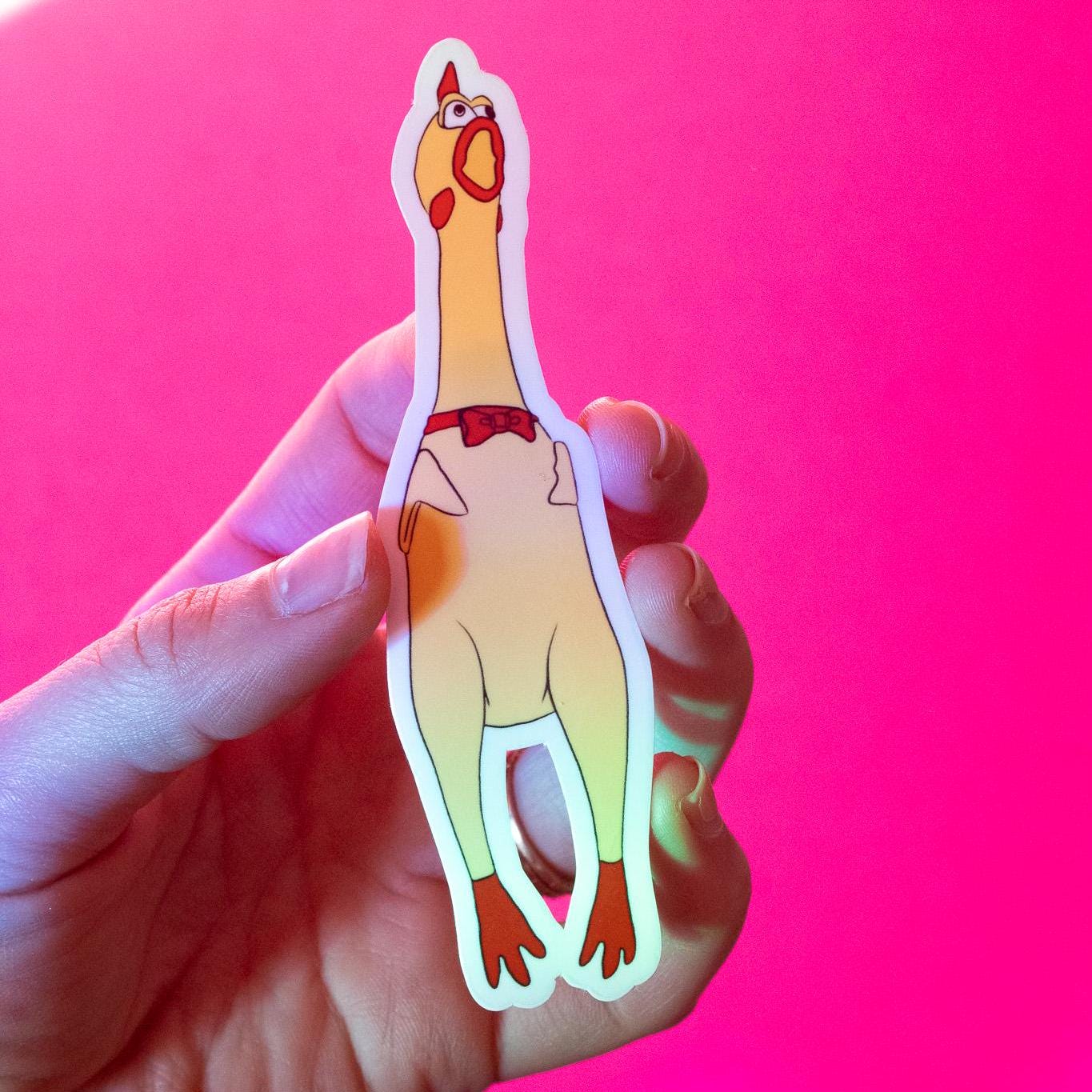 Screaming Rubber Chicken Vinyl Sticker