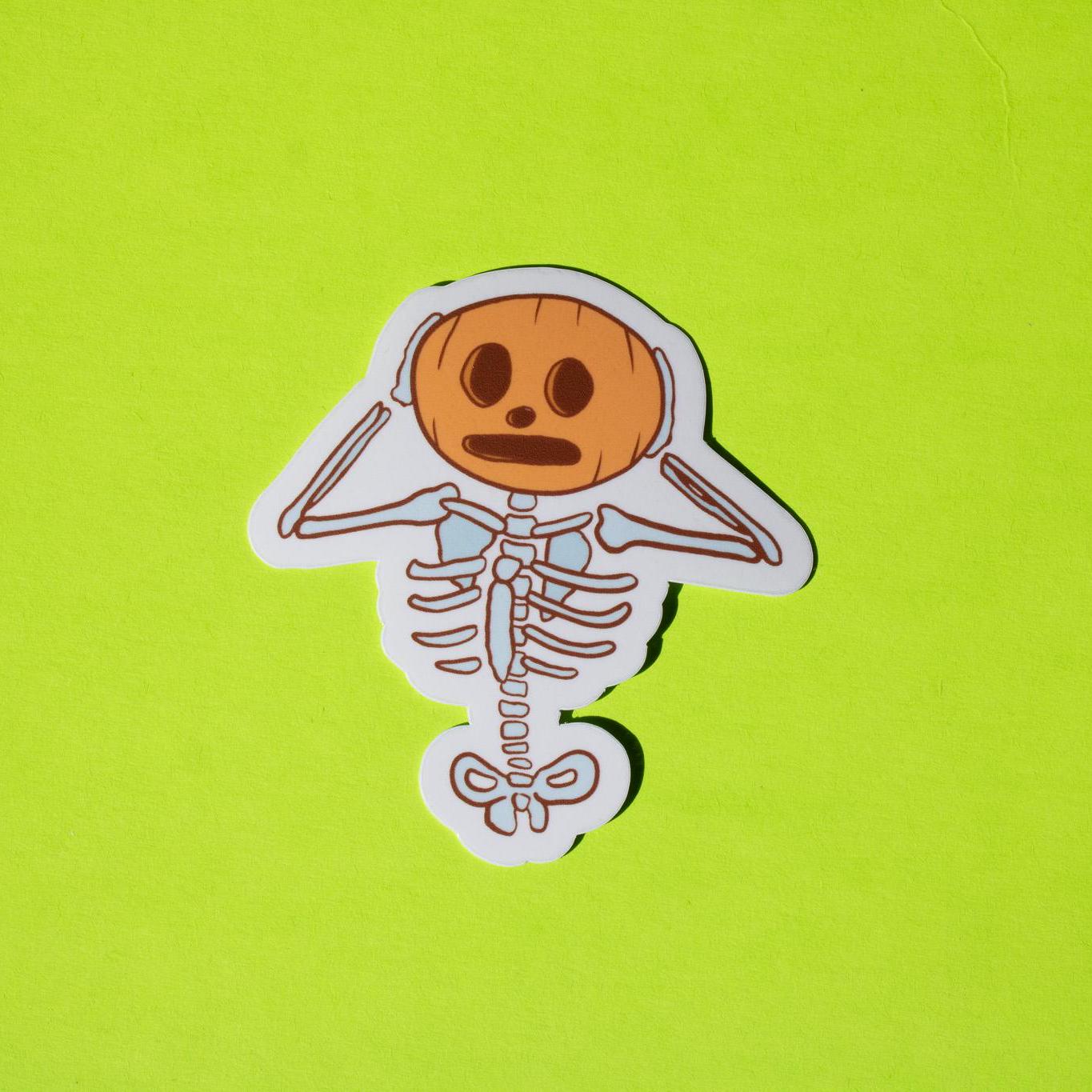 Pumpkin Head Skeleton Vinyl Sticker