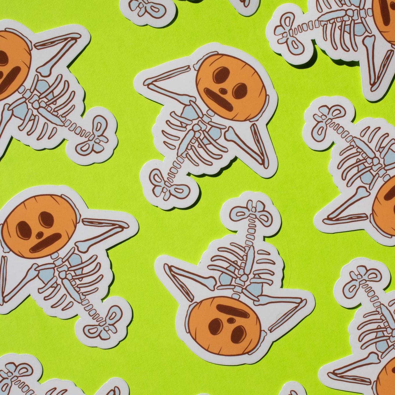 Pumpkin Head Skeleton Vinyl Sticker